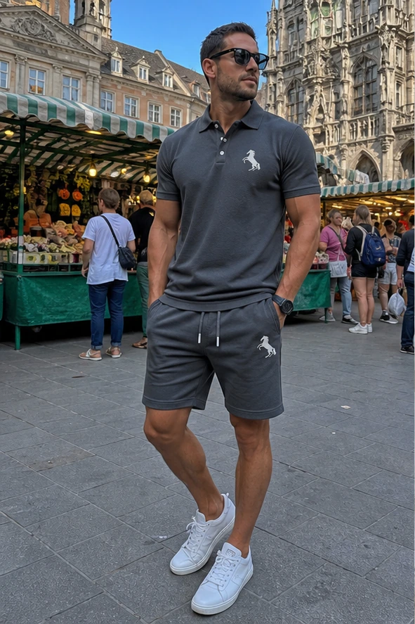 Graues Herren Polo-Set auf dem Wochenmarkt