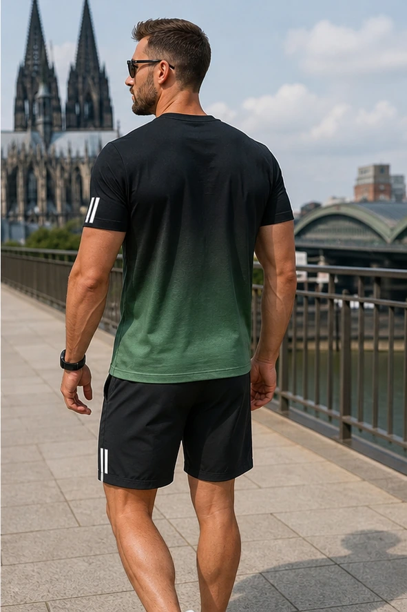 Rückansicht des grün verlaufenden Sport-Sets