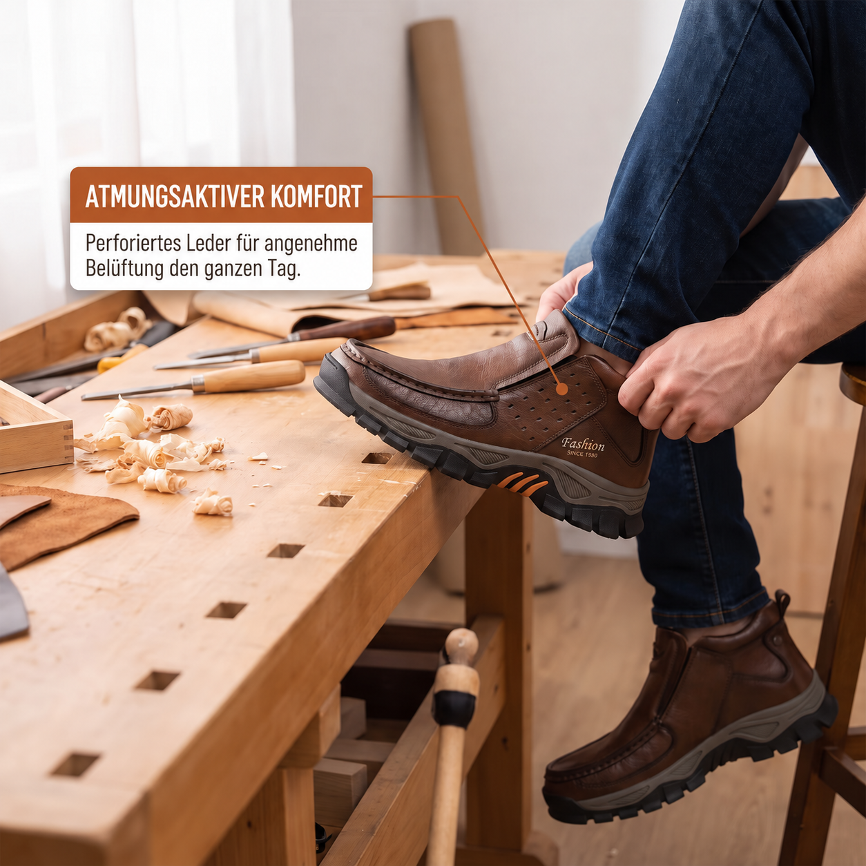 modestylebay Knöchelhohe Herren-Schlupfstiefel aus Rindsleder – Produktansicht 10