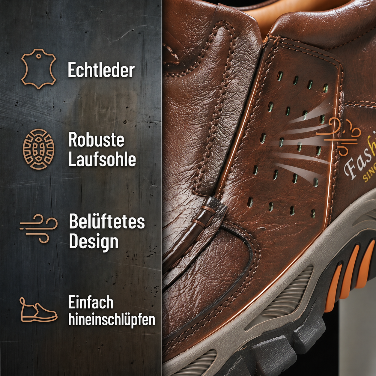modestylebay Knöchelhohe Herren-Schlupfstiefel aus Rindsleder – Produktansicht 3