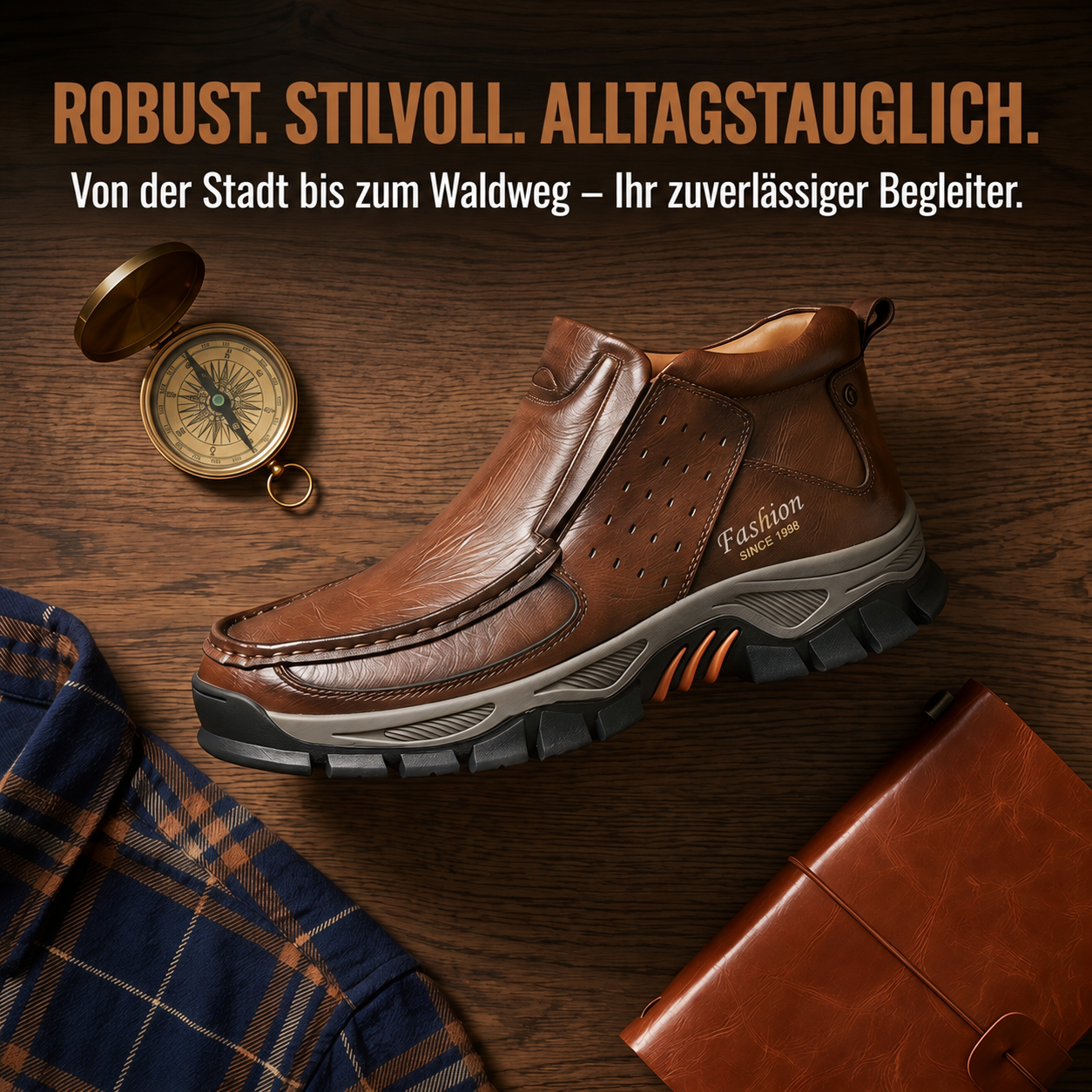 modestylebay Knöchelhohe Herren-Schlupfstiefel aus Rindsleder – Produktansicht 5