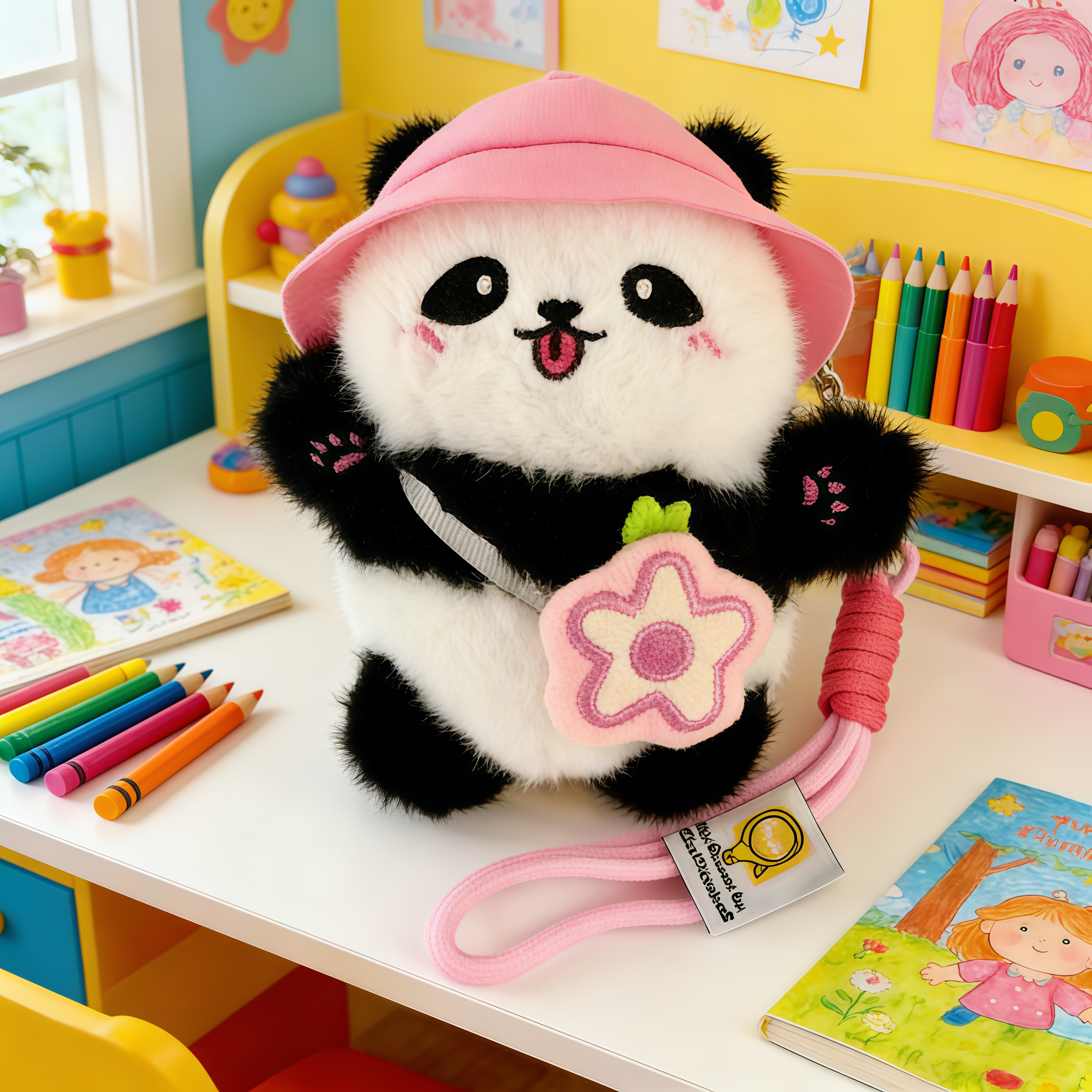 The perfect panda gift for children,Valentine's Day gift, couple's keyring,Cute Plush Panda Keychain for Bag Adorable Backpack Charm Gift for Girls & Best Friends with Green Hat and Leaf Design,Valentine's Day gift