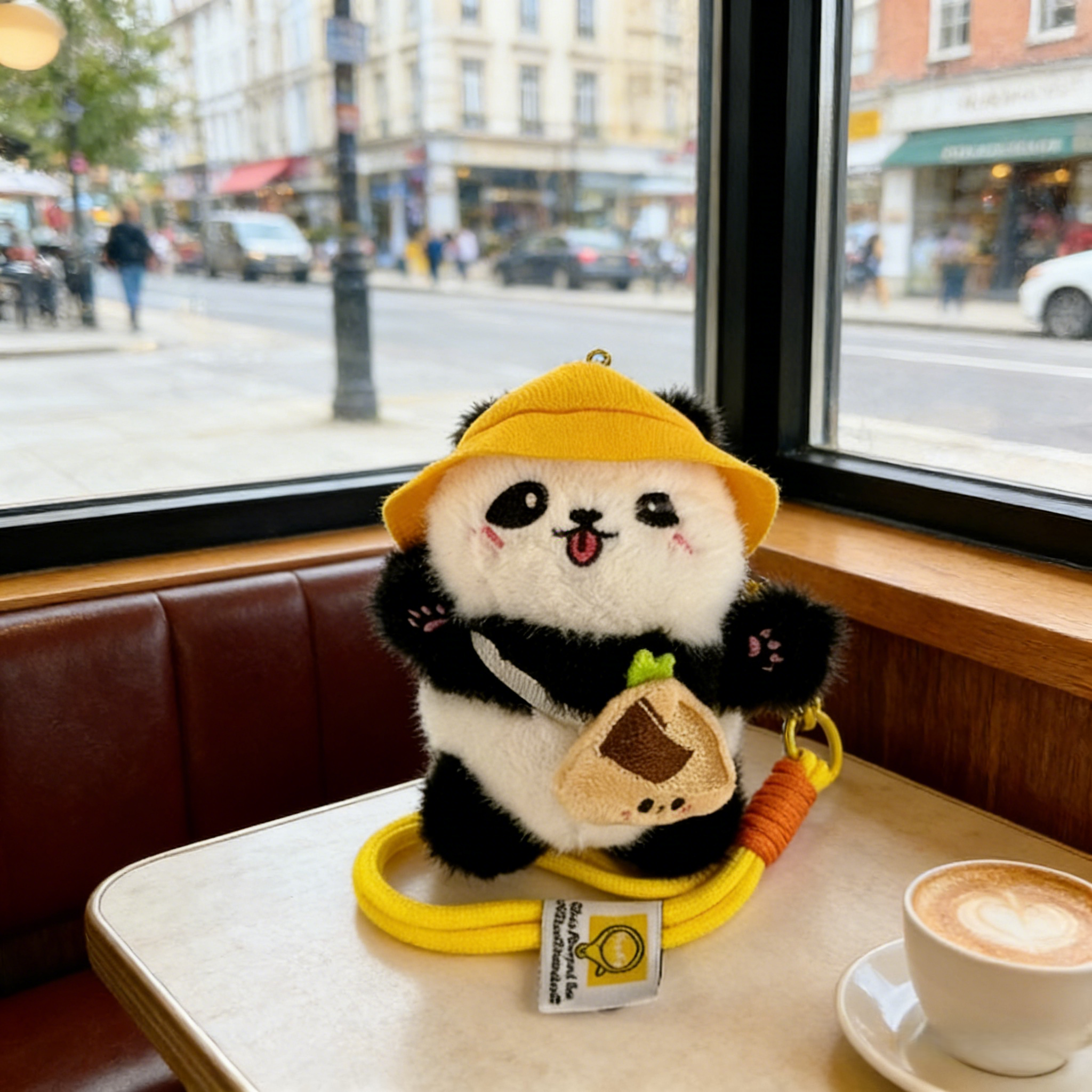 The perfect panda gift for children,Valentine's Day gift, couple's keyring,Cute Plush Panda Keychain for Bag Adorable Backpack Charm Gift for Girls & Best Friends with Green Hat and Leaf Design,Valentine's Day gift