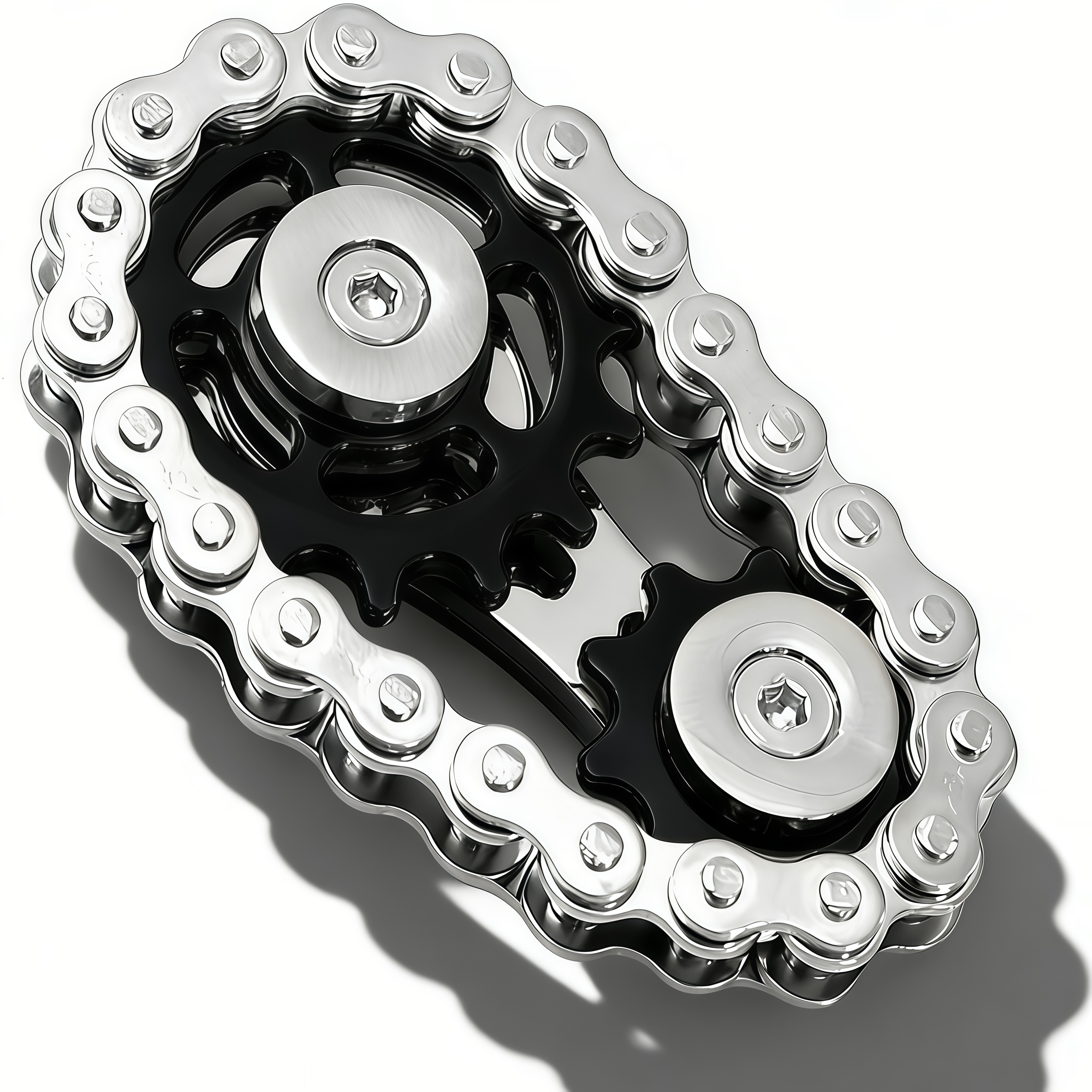 Bicycle Chain Gear Decompression EDC Toy, Children and Adult Finger Spinning top, Cool Office, Travel, Meeting Desktop Small Toy, Durable Mechanical Belt with Smooth Bearings
