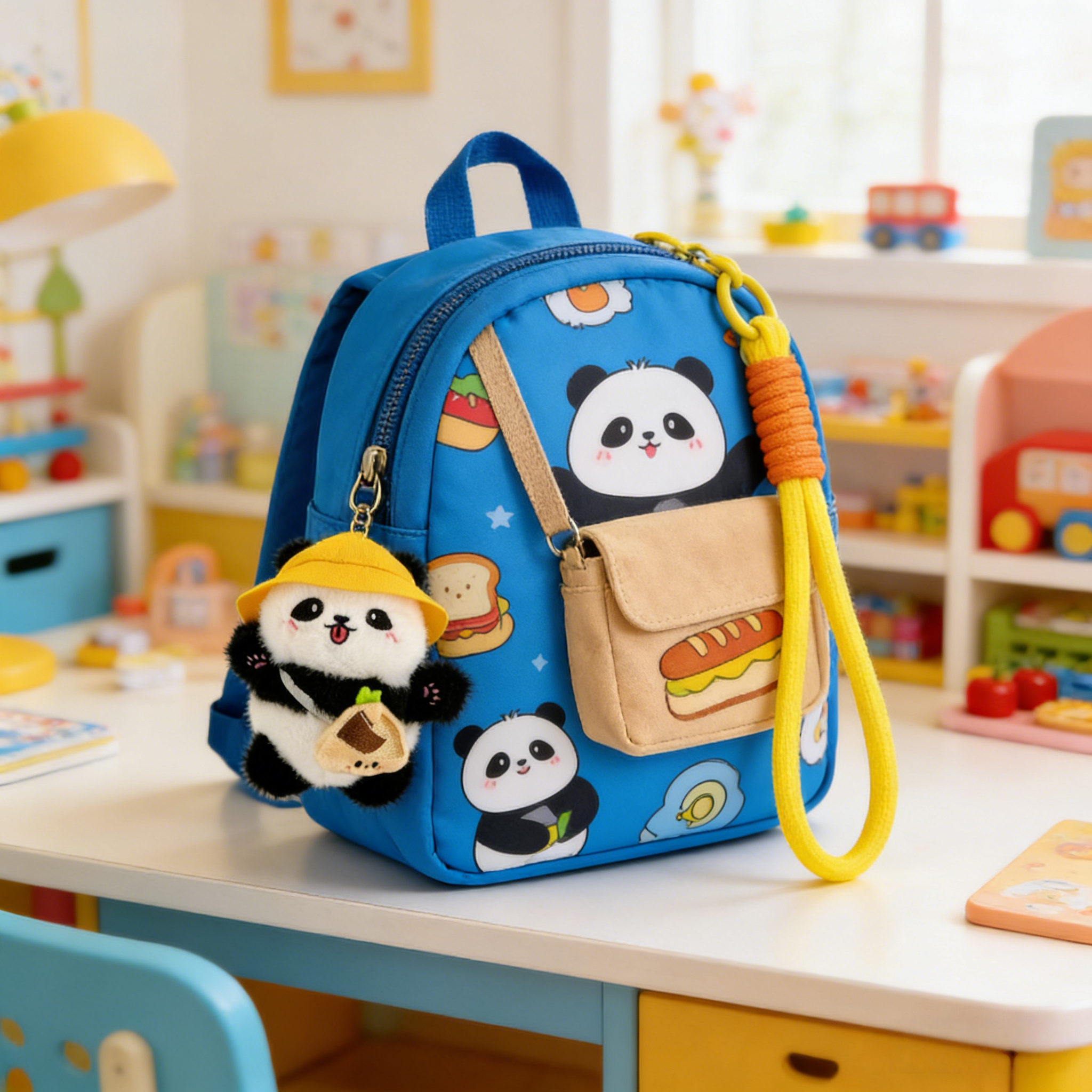 The perfect panda gift for children,Valentine's Day gift, couple's keyring,Cute Plush Panda Keychain for Bag Adorable Backpack Charm Gift for Girls & Best Friends with Green Hat and Leaf Design,Valentine's Day gift