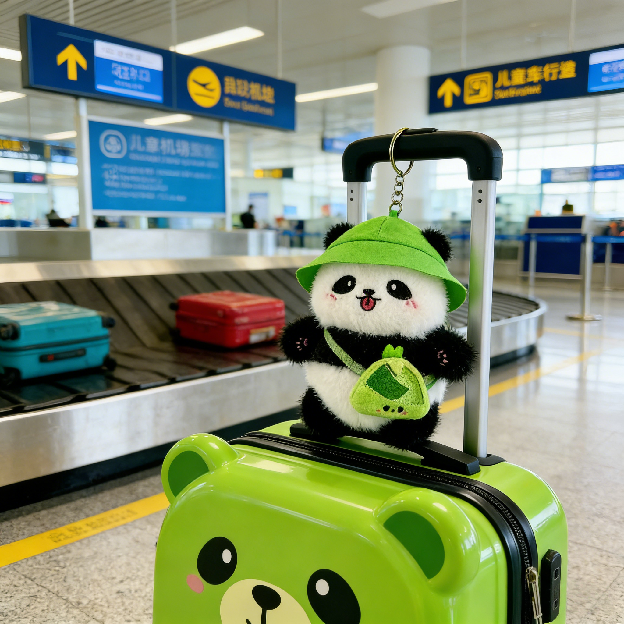 The perfect panda gift for children,Valentine's Day gift, couple's keyring,Cute Plush Panda Keychain for Bag Adorable Backpack Charm Gift for Girls & Best Friends with Green Hat and Leaf Design,Valentine's Day gift