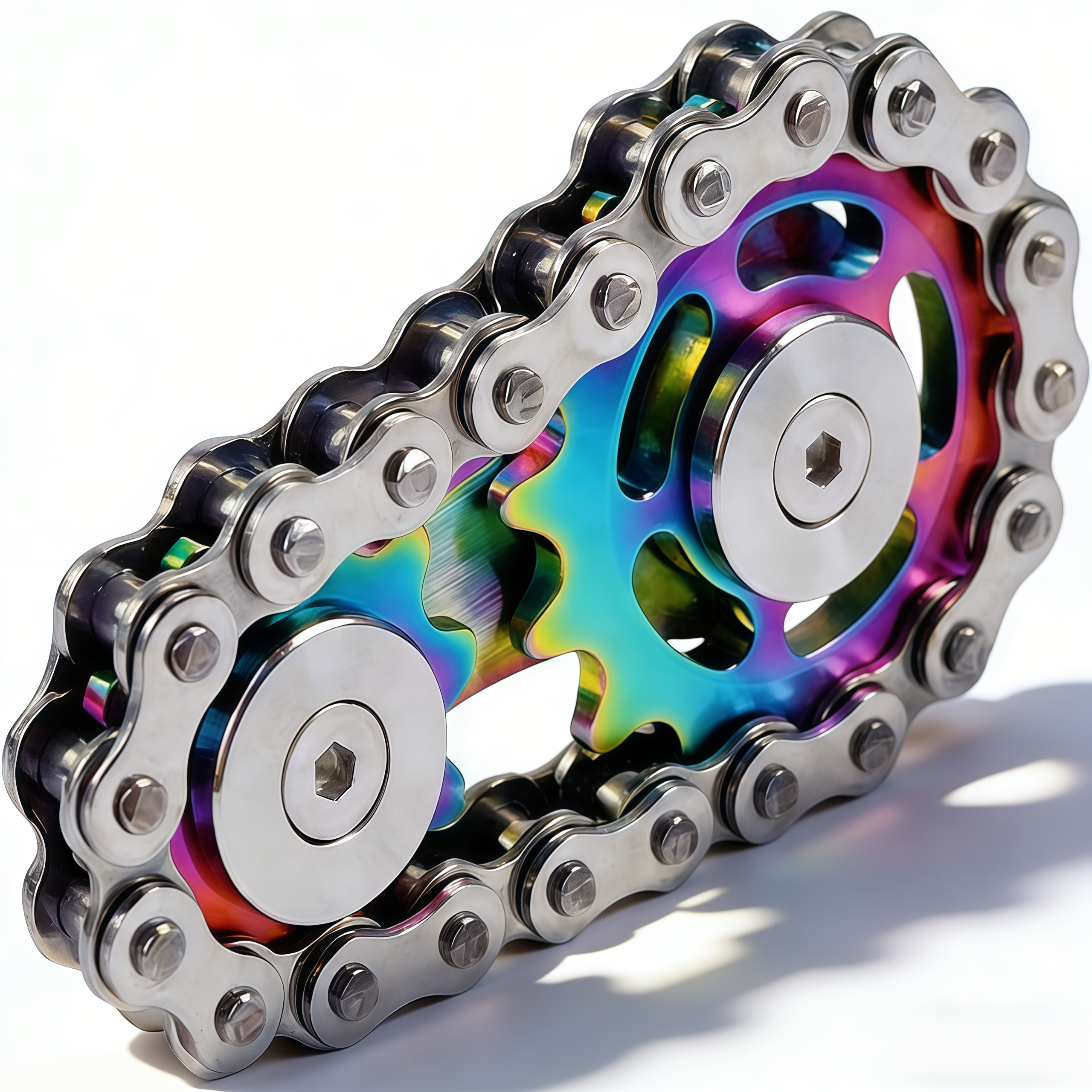 Bicycle Chain Gear Decompression EDC Toy, Children and Adult Finger Spinning top, Cool Office, Travel, Meeting Desktop Small Toy, Durable Mechanical Belt with Smooth Bearings