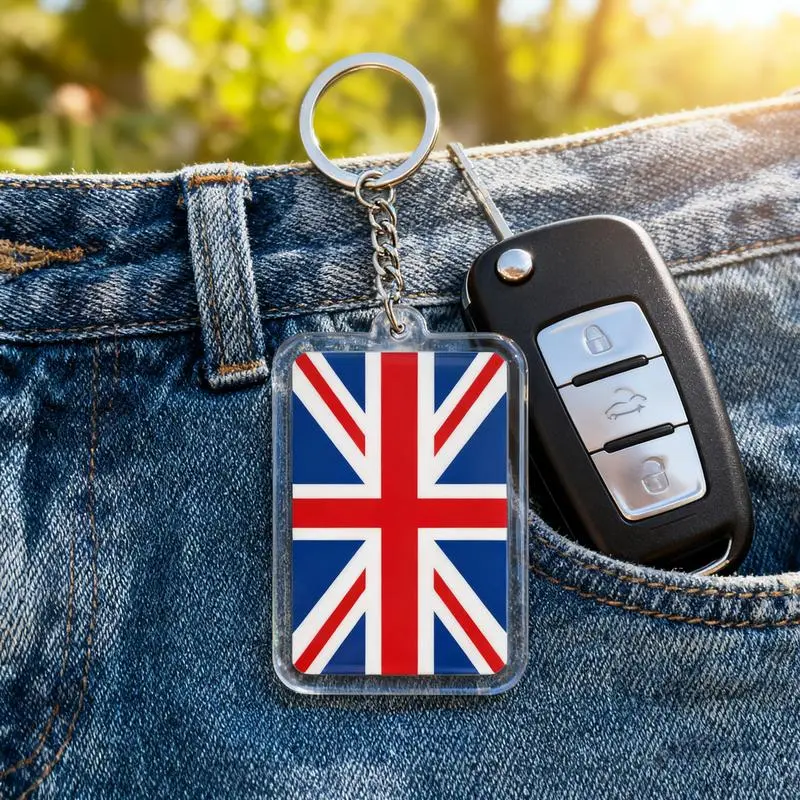 Exquisite Acrylic Keychain with Union Jack Design | Cute Pendant for Handbags & Backpacks | Perfect Gift for All Styles | Single Piece