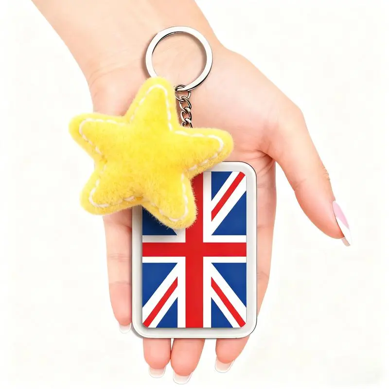 Exquisite Acrylic Keychain with Union Jack Design | Cute Pendant for Handbags & Backpacks | Perfect Gift for All Styles | Single Piece