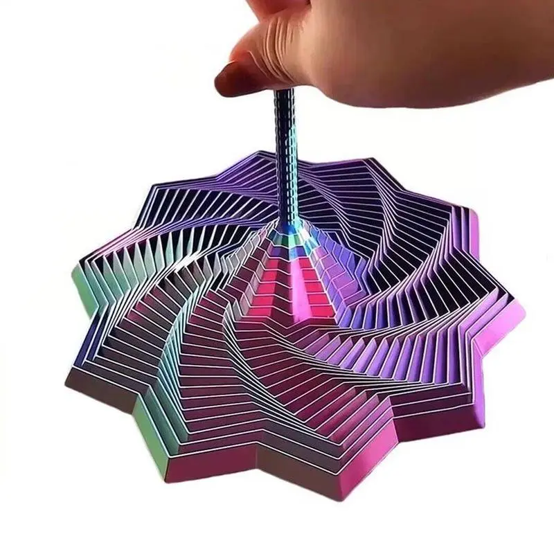 3D Printed Expanded Sensory Fidget Star, New Stress Relief Sensory Whirling Spiral with Handle, Very Satisfying Sight and Sound with Hypnotizing Visual Fidget Toy,Valentine's Day gift