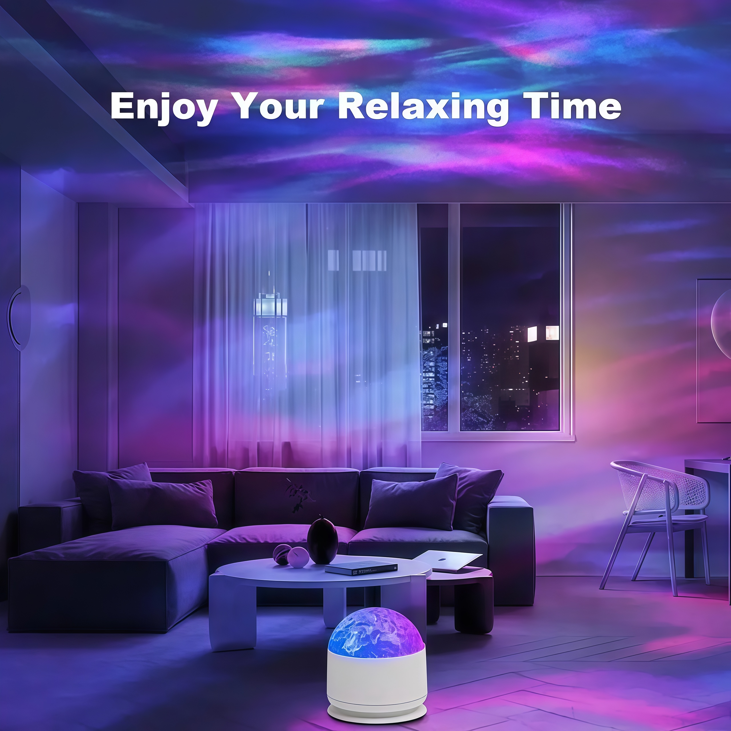 Ocean Wave Projector Light, 16 Color Star Projector Light with Music Rhythm, Ocean Wave & 3D Water Ripple Effects, Romantic Night Light for Bedroom, Party, Best Christmas Gift for Kids & Lovers