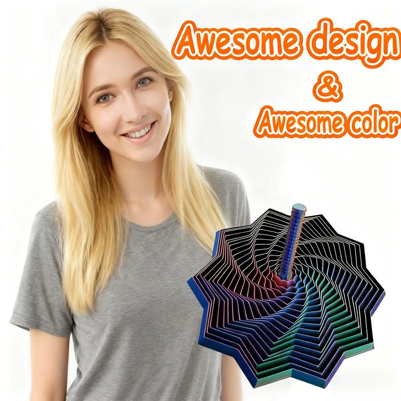 3D Printed Expanded Sensory Fidget Star, New Stress Relief Sensory Whirling Spiral with Handle, Very Satisfying Sight and Sound with Hypnotizing Visual Fidget Toy,Valentine's Day gift