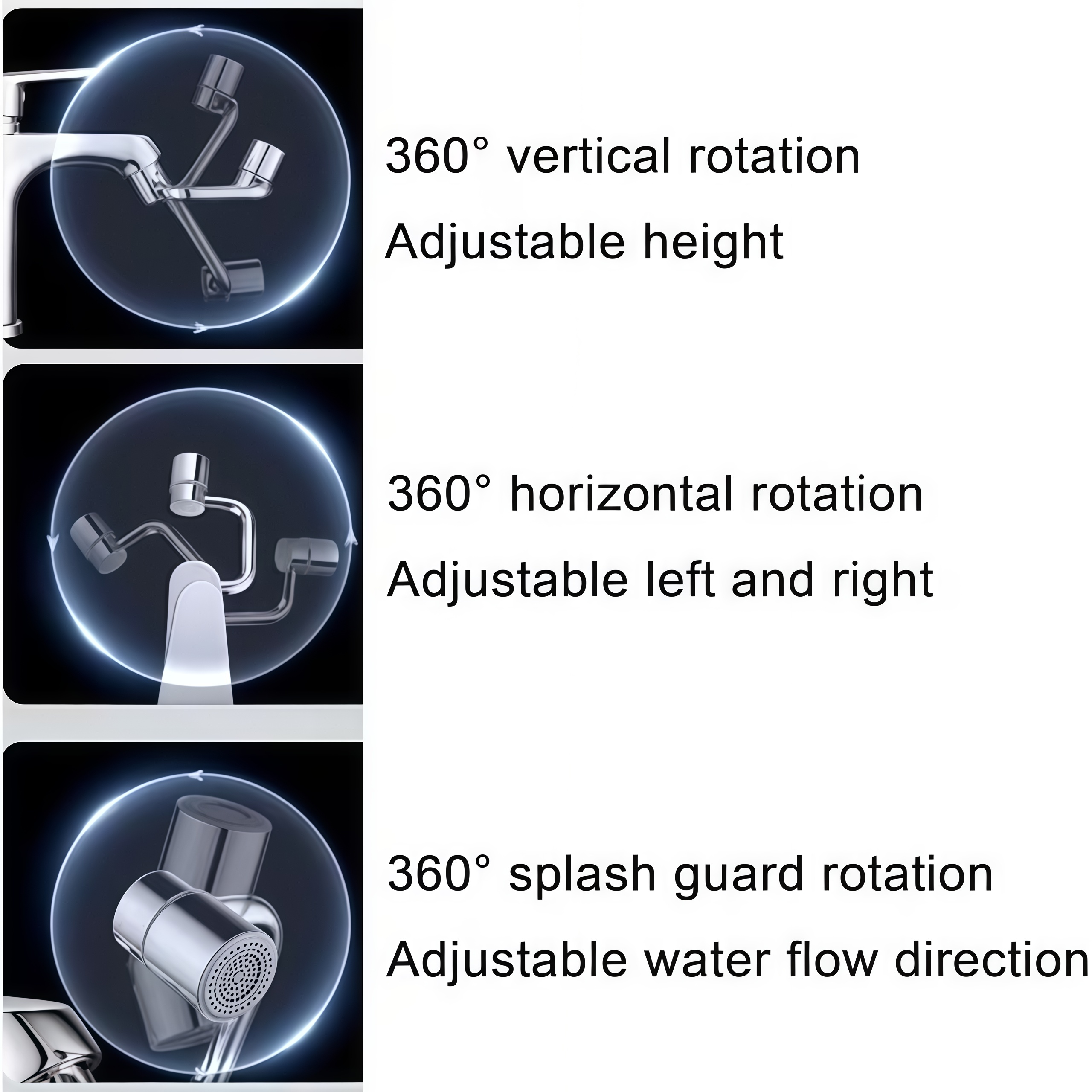Universal Sink Faucet 1440° Rotatable Faucet Aerator Extension, U Shaped Faucet Extender, 360° Rotating Faucet Extender for Bathroom Sink/Kitchen, Sink Faucet Extender, 2 Modes Adjustable