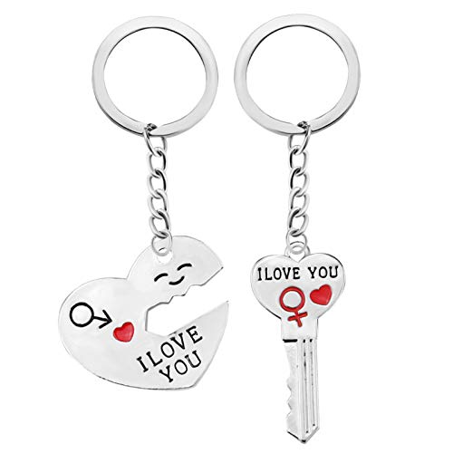 Letter Necklace 2 Piece Set I Love You Arrow Through Heart Key Lock Keychain LOVE (keychain),Valentine's Day gift