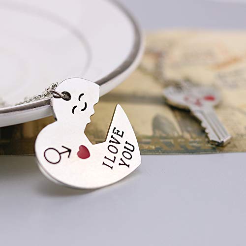 Letter Necklace 2 Piece Set I Love You Arrow Through Heart Key Lock Keychain LOVE (keychain),Valentine's Day gift