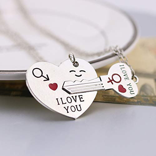 Letter Necklace 2 Piece Set I Love You Arrow Through Heart Key Lock Keychain LOVE (keychain),Valentine's Day gift