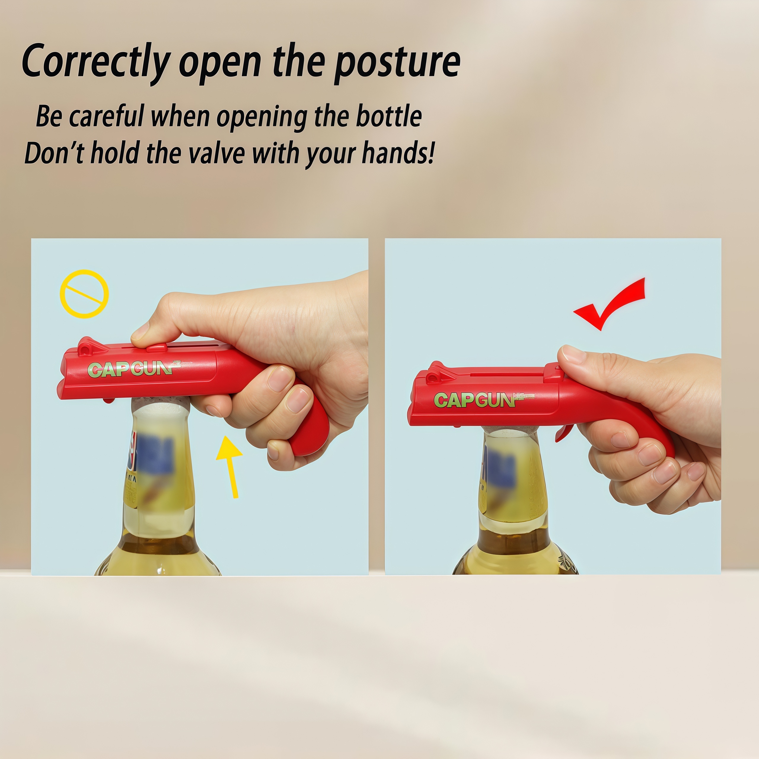 Bottle Opener with Cap Launcher,Funny Shooting Gun Creative Opener for Family Gatherings Party Games Bar Outdoor BBQ,Cool Gifts for Birthday Christmas Father's Day