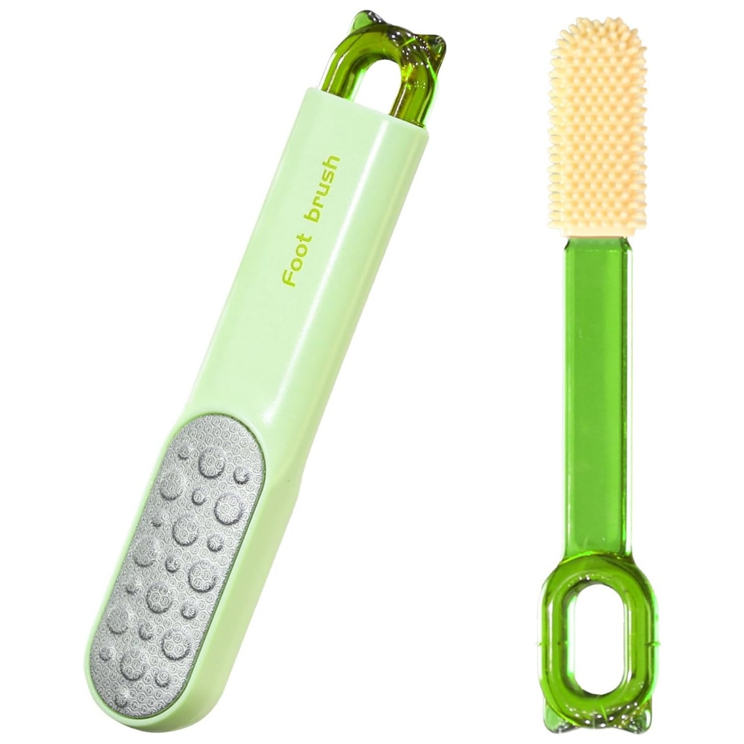 Double-Sided Stainless Steel Foot File, Foot Callus Remover & Foot Scrubber, Professional Pedicure Tool for Dry & Wet Feet, Safe Hard Skin Remover for Sensitive Feet, Green (Ergonomic Grip)
