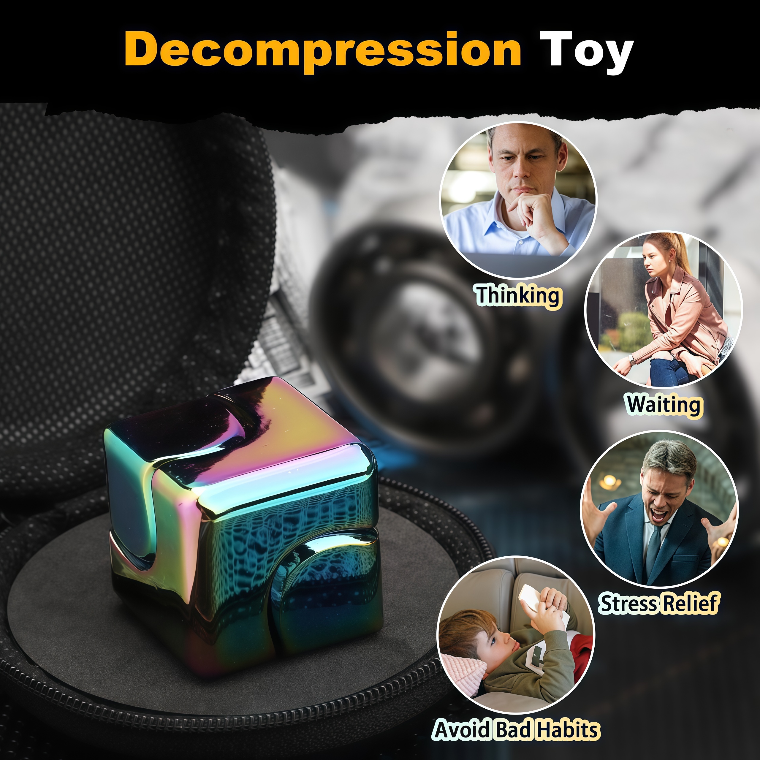 Infinity Cube Fidget Spinner Toy for Kid Adult, Anti-Anxiety Focusing Fidget Toys,Metal EDC Fidget Block Figner Spinner 4 in 1 Focus Spinning Toy, Cool Sensory Desk Gadget Stress Relief Gift for Boy Girl Teen Men,Valentine's Day gift
