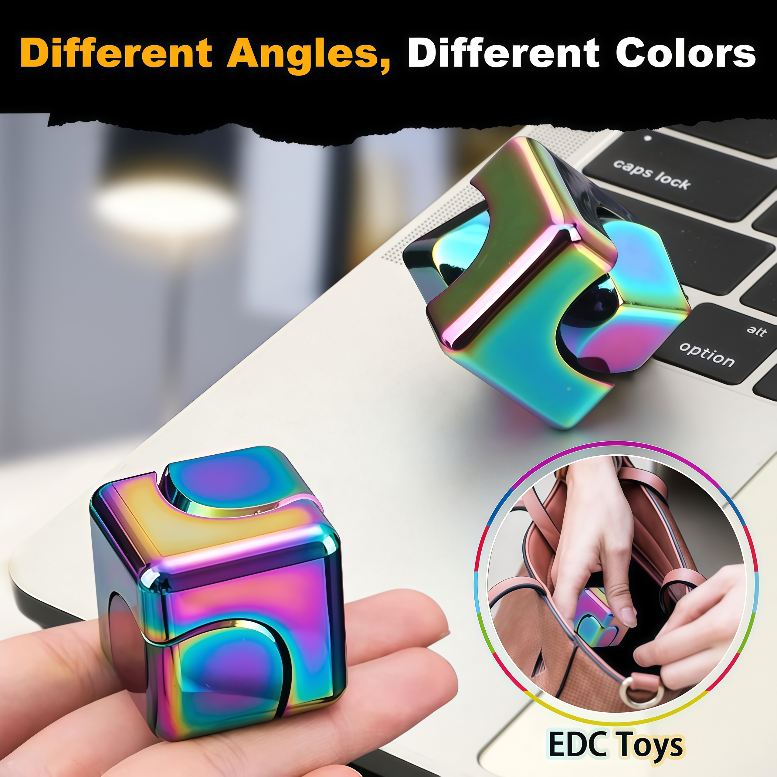 Infinity Cube Fidget Spinner Toy for Kid Adult, Anti-Anxiety Focusing Fidget Toys,Metal EDC Fidget Block Figner Spinner 4 in 1 Focus Spinning Toy, Cool Sensory Desk Gadget Stress Relief Gift for Boy Girl Teen Men,Valentine's Day gift