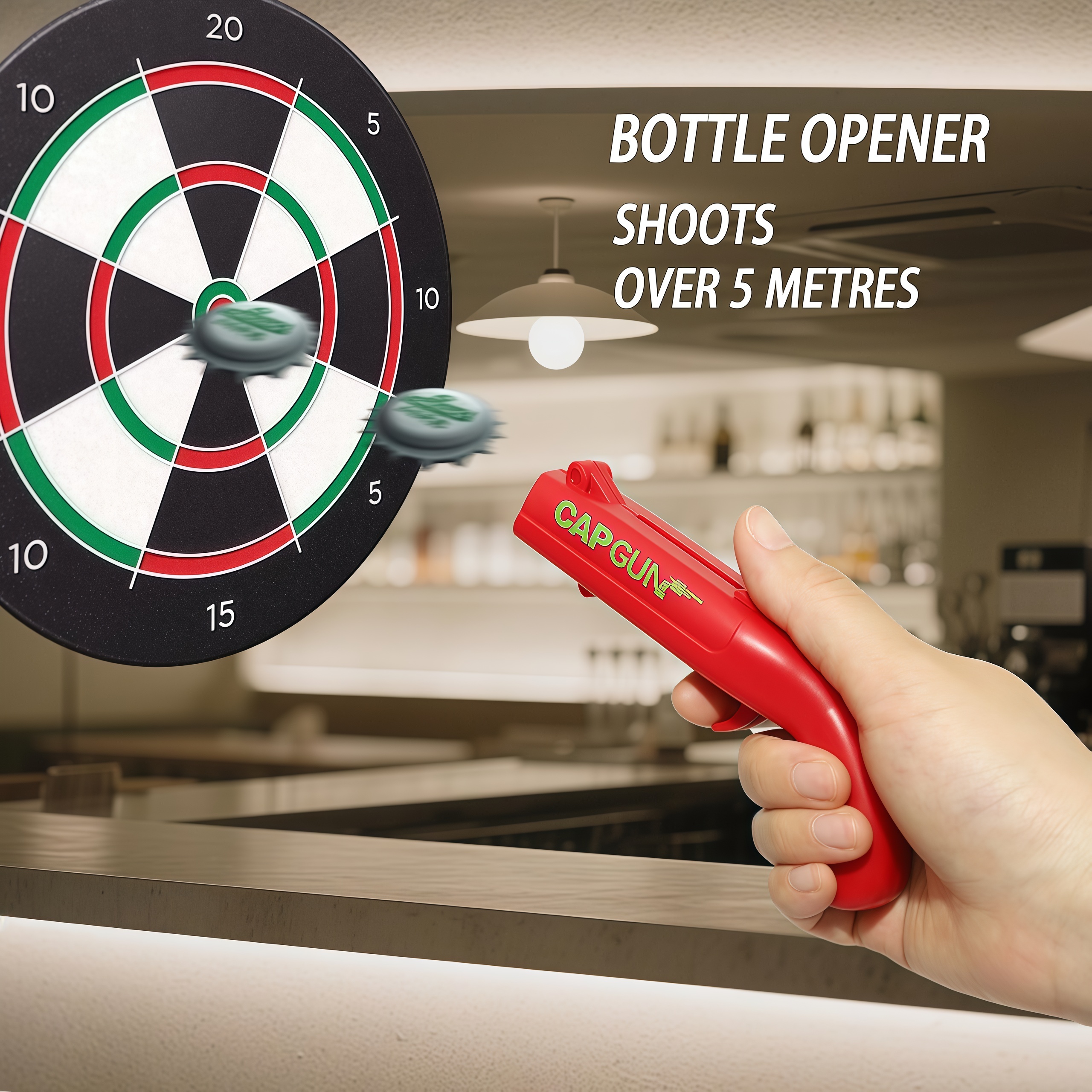 Bottle Opener with Cap Launcher,Funny Shooting Gun Creative Opener for Family Gatherings Party Games Bar Outdoor BBQ,Cool Gifts for Birthday Christmas Father's Day