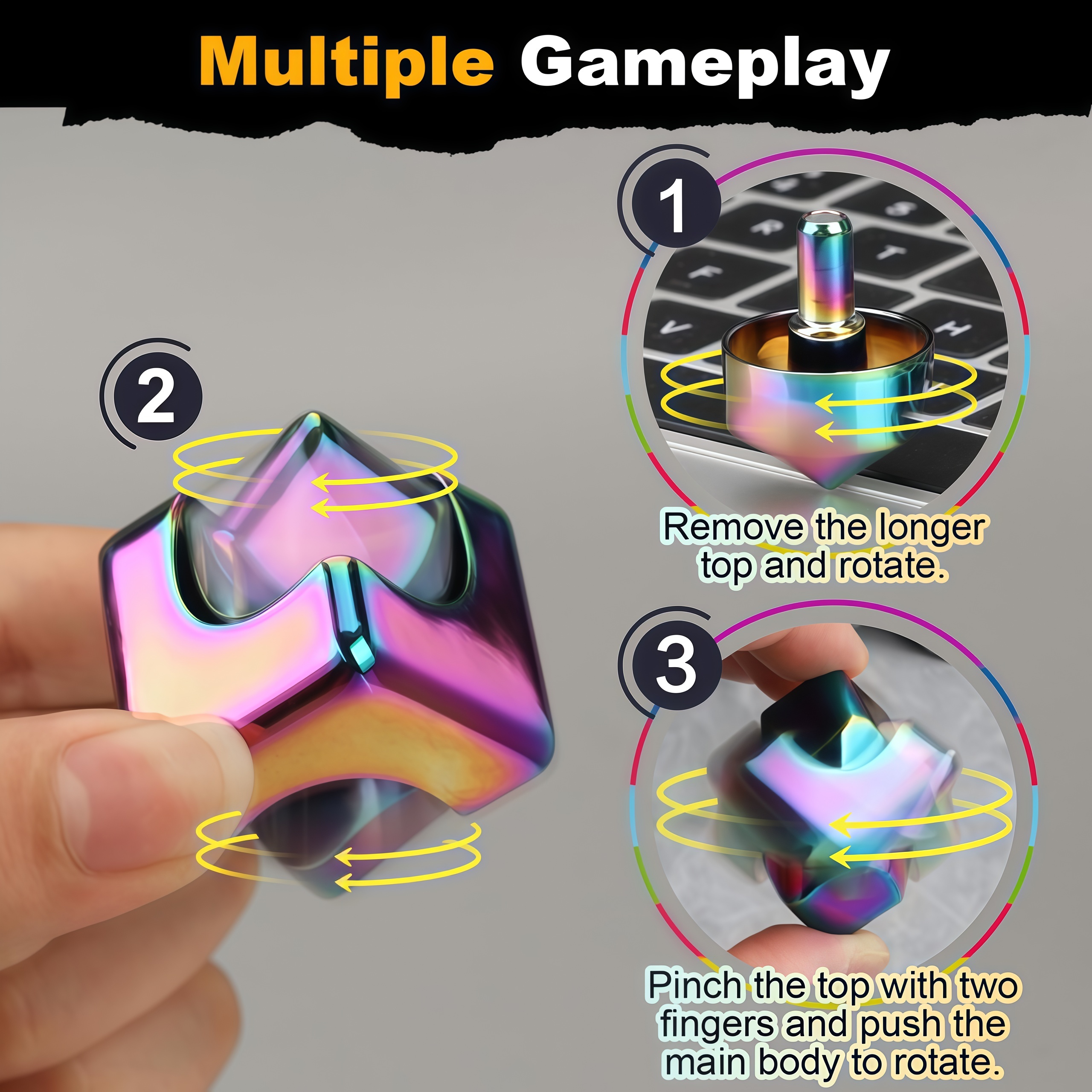 Infinity Cube Fidget Spinner Toy for Kid Adult, Anti-Anxiety Focusing Fidget Toys,Metal EDC Fidget Block Figner Spinner 4 in 1 Focus Spinning Toy, Cool Sensory Desk Gadget Stress Relief Gift for Boy Girl Teen Men,Valentine's Day gift