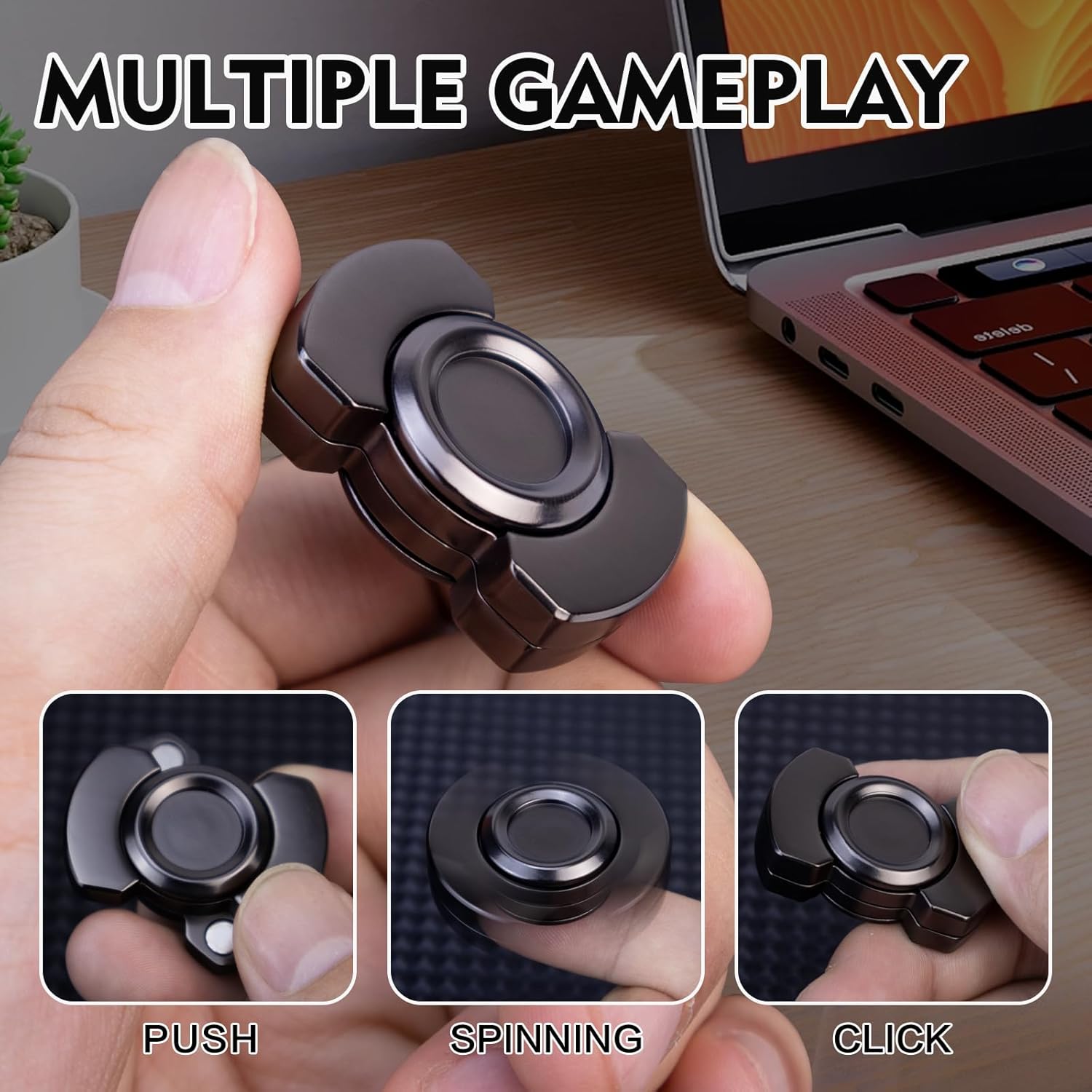 3-in-1 Fidget Toys Adults: Spinner, Slider & Clicker – Magnetic Stainless Steel Bearings for Super-Stable Rotation – Stress Relief, Enhanced Focus, and Habit Breaking, Christmas Party Favor Kid,Valentine's Day gift