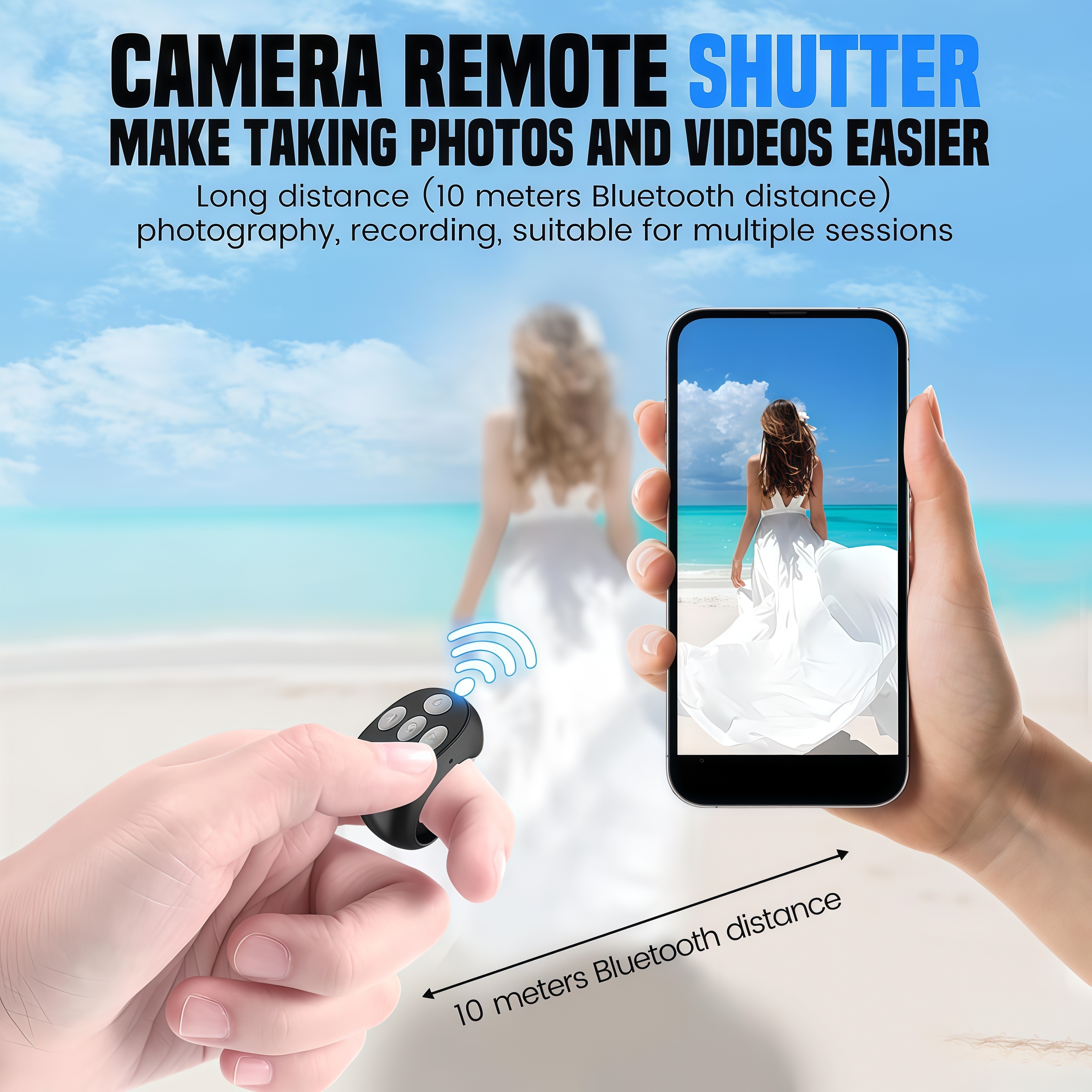 Fingertip Wireless Bluetooth Remote Control, Fingertip Remote Control Ring, Remote Control App Page Turner, Scrolling Rings Rechargeable Camera Remote, for Phone Tablets Selfie, Flip Page
