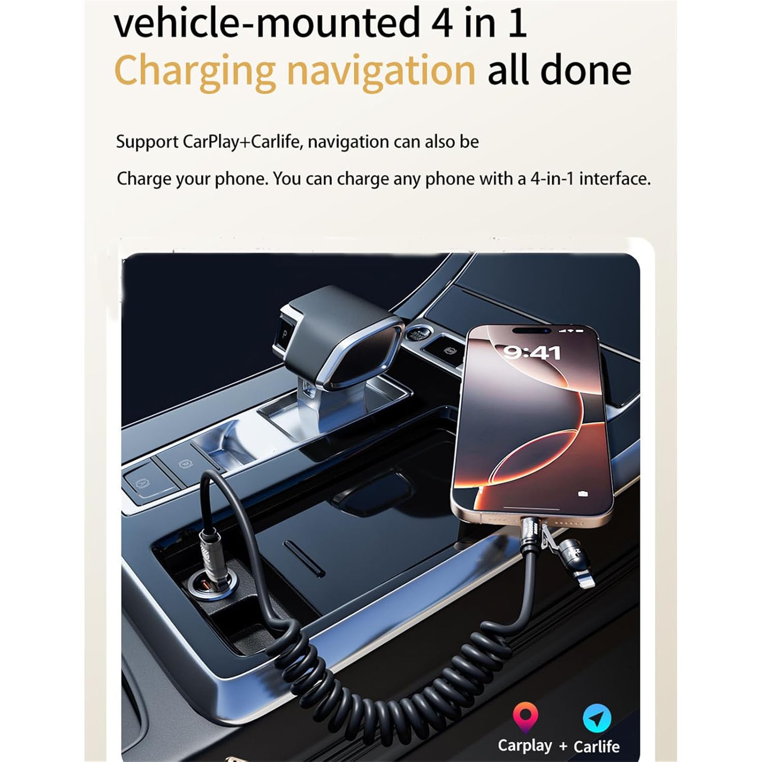 4-in-1 Coiled 240W Rapid Charging Cable,240W Super Fast Charging Spring Data Cable 4 in 1, 2 Meters Extended Spring Cable.