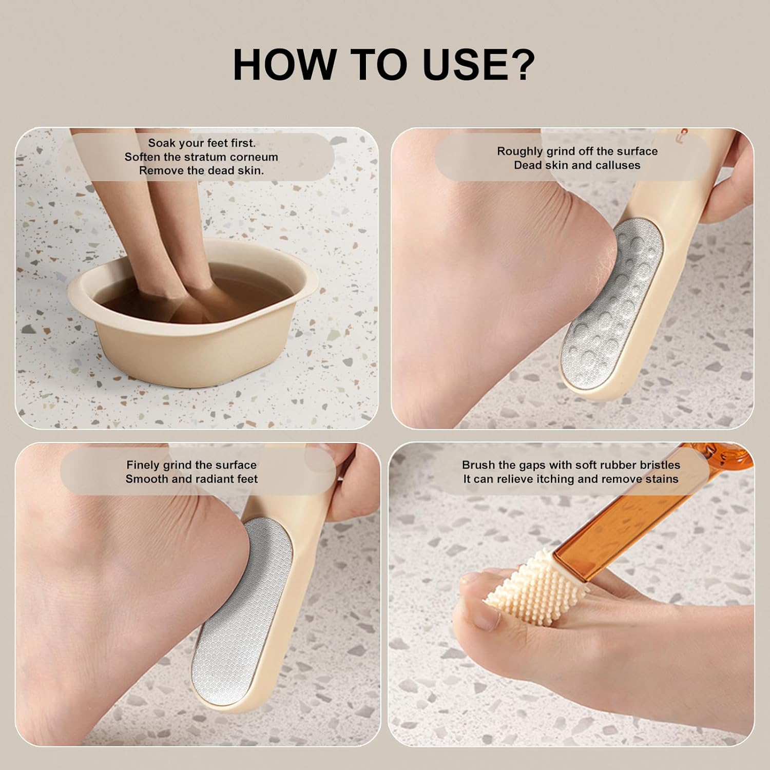 Double-Sided Stainless Steel Foot File, Foot Callus Remover & Foot Scrubber, Professional Pedicure Tool for Dry & Wet Feet, Safe Hard Skin Remover for Sensitive Feet, Green (Ergonomic Grip)