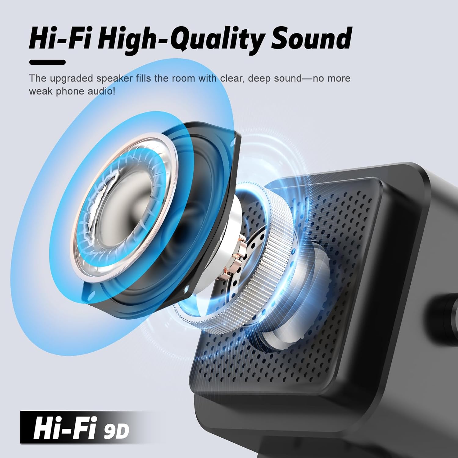 Wireless Induction Speaker 5-in-1 Bluetooth Speaker with Phone Stand,Stereo Sound, 3500mAh Rechargeable, 8 RGB Ambient Light, 360° Adjustable Holder for iPhone/Android/iPad,Gifts for Men Women
