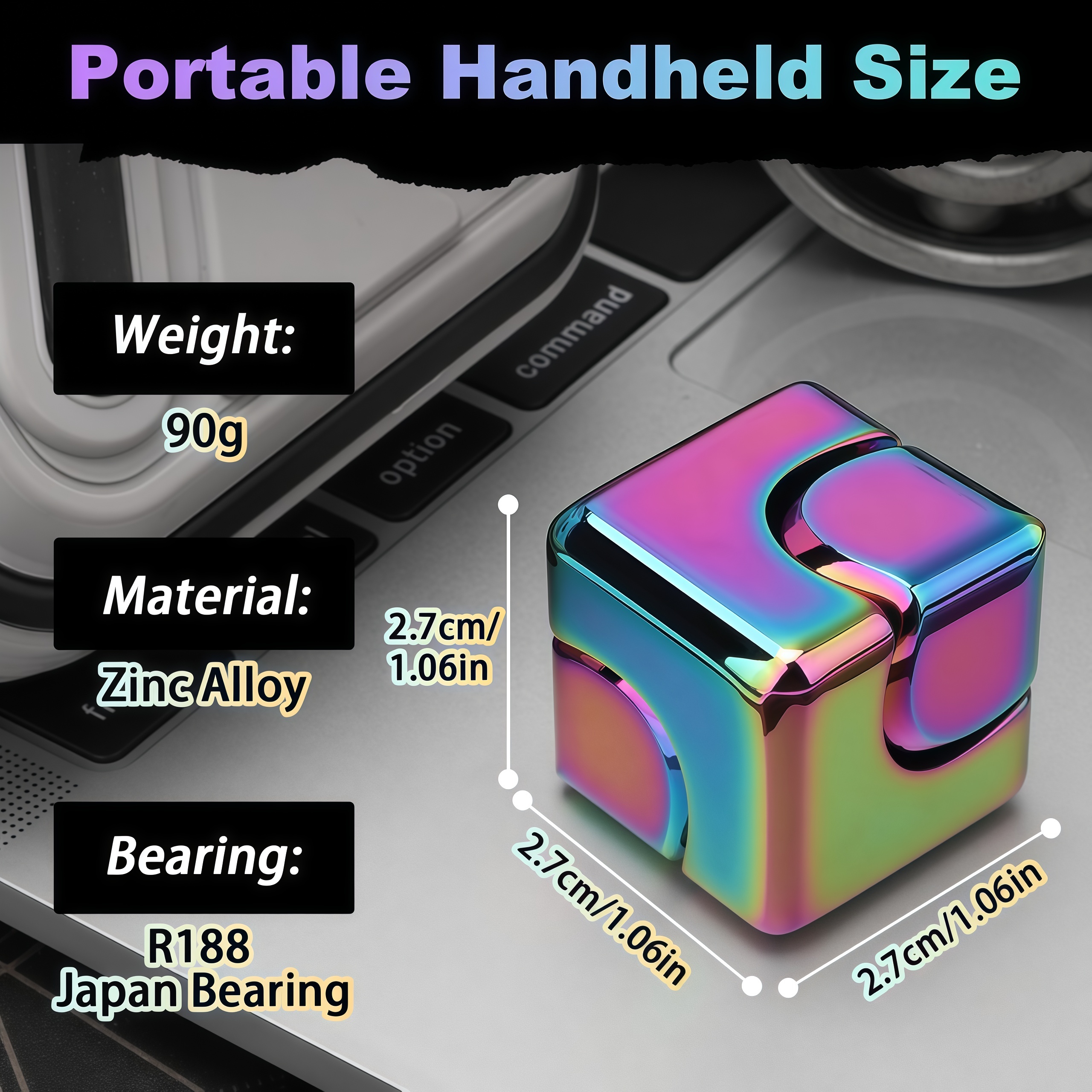 Infinity Cube Fidget Spinner Toy for Kid Adult, Anti-Anxiety Focusing Fidget Toys,Metal EDC Fidget Block Figner Spinner 4 in 1 Focus Spinning Toy, Cool Sensory Desk Gadget Stress Relief Gift for Boy Girl Teen Men,Valentine's Day gift