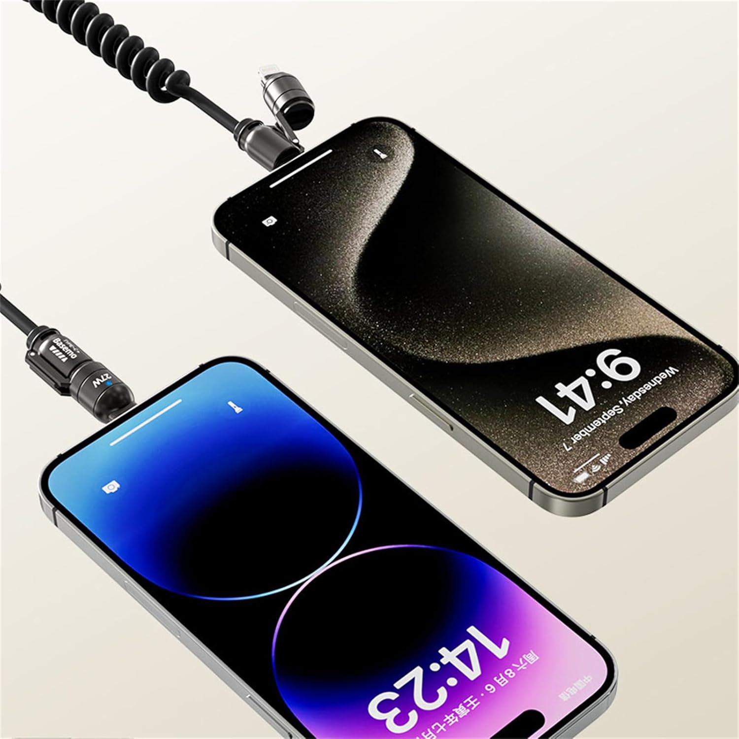 4-in-1 Coiled 240W Rapid Charging Cable,240W Super Fast Charging Spring Data Cable 4 in 1, 2 Meters Extended Spring Cable.