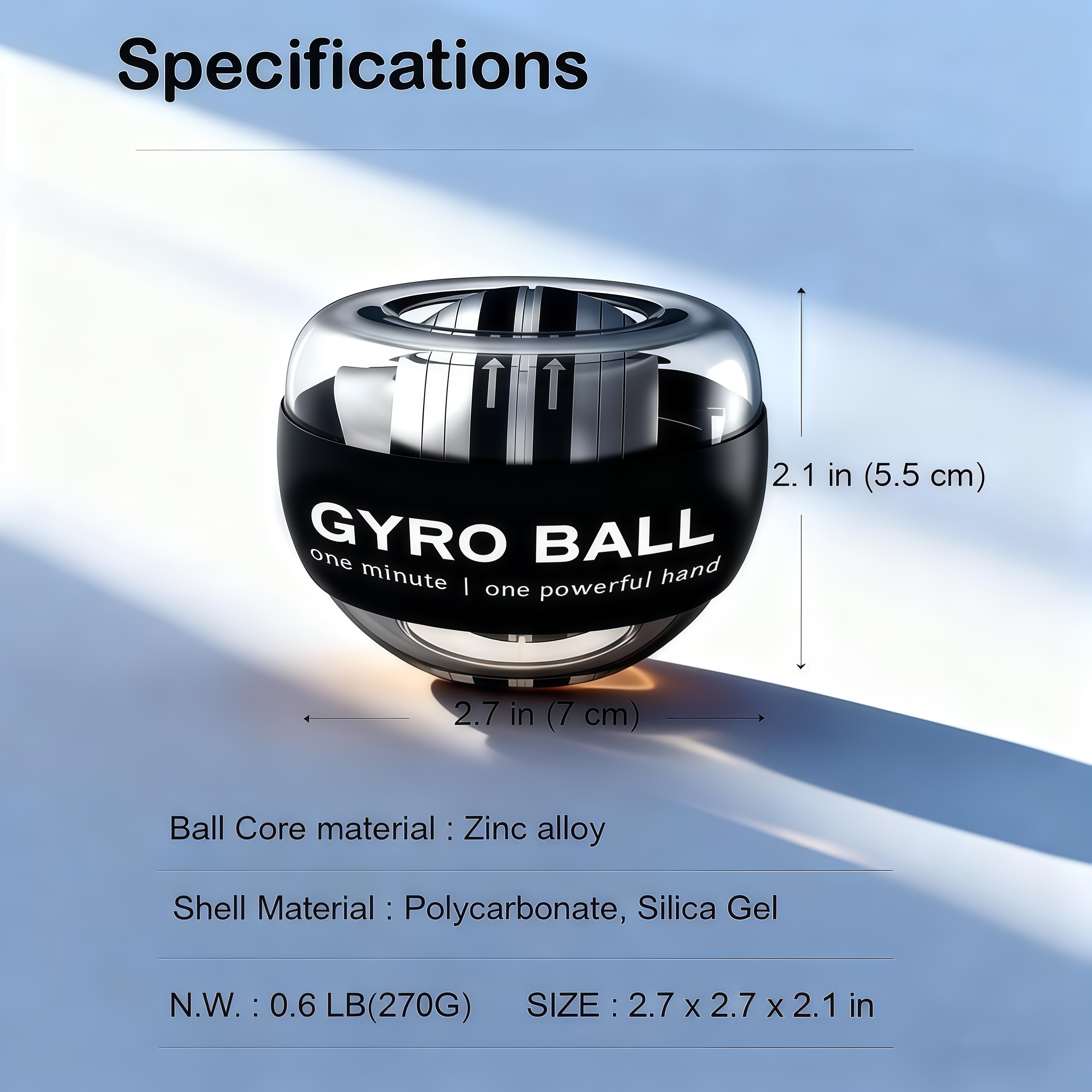 Auto-Start Wrist Power Gyro Ball with LED Lights,Portable Gyro Power Ball, Wrist Power Gyro Ball, Hand Forearm Strengthener, LINGPENG Wrist Trainer, Muscle Training Powerball, Wrist Exercise Equipment, Portable Hand Strengthener