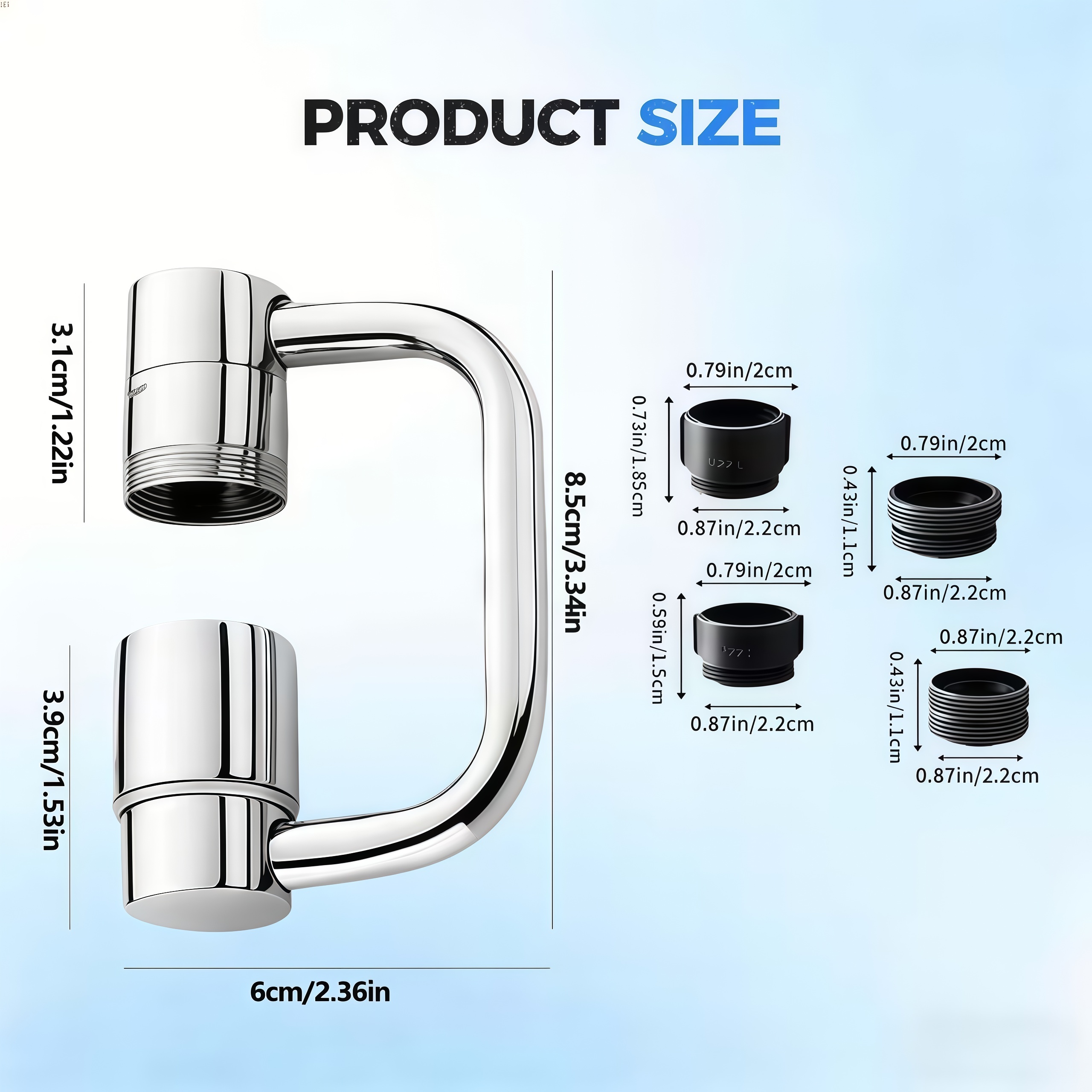 Universal Sink Faucet 1440° Rotatable Faucet Aerator Extension, U Shaped Faucet Extender, 360° Rotating Faucet Extender for Bathroom Sink/Kitchen, Sink Faucet Extender, 2 Modes Adjustable