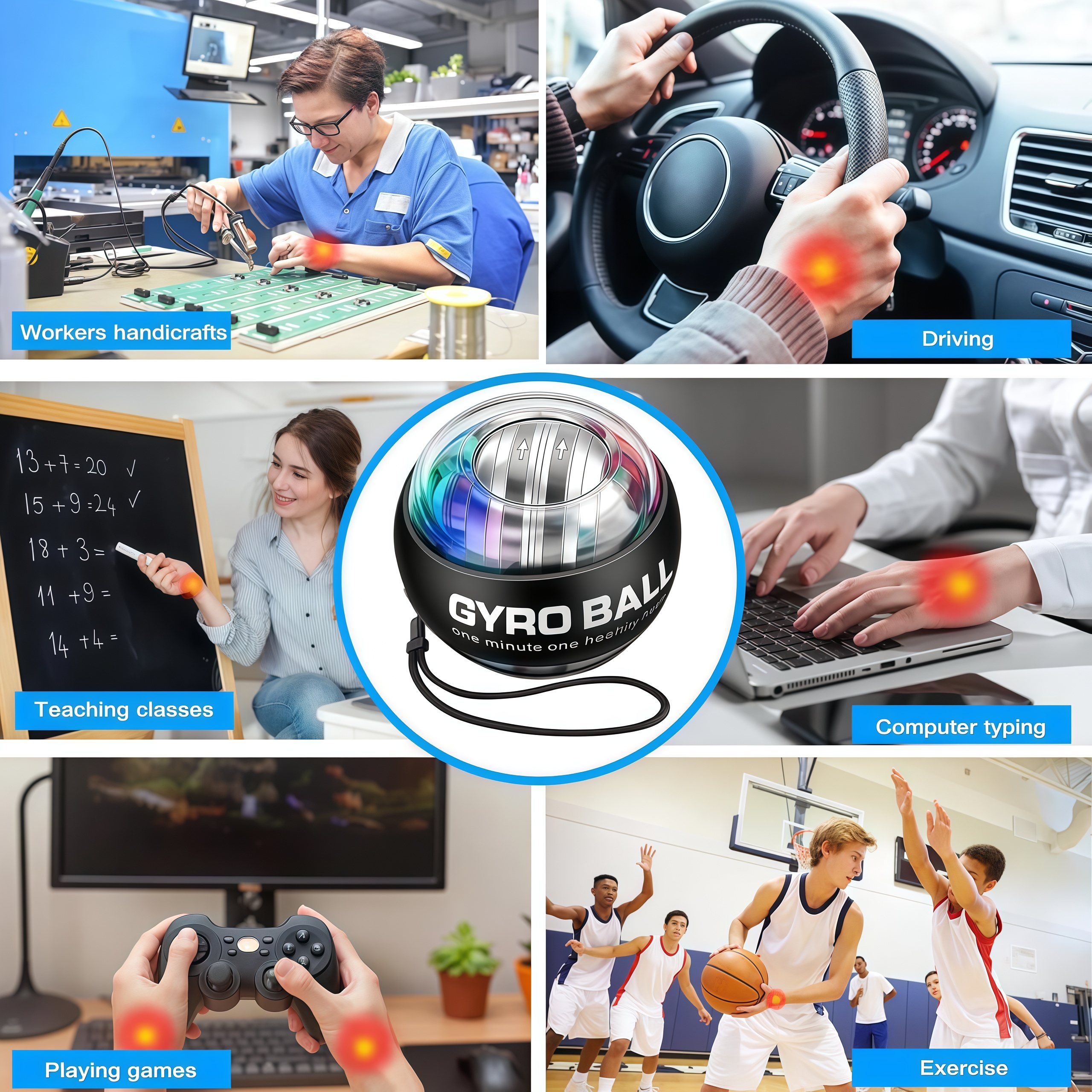 Auto-Start Wrist Power Gyro Ball with LED Lights,Portable Gyro Power Ball, Wrist Power Gyro Ball, Hand Forearm Strengthener, LINGPENG Wrist Trainer, Muscle Training Powerball, Wrist Exercise Equipment, Portable Hand Strengthener