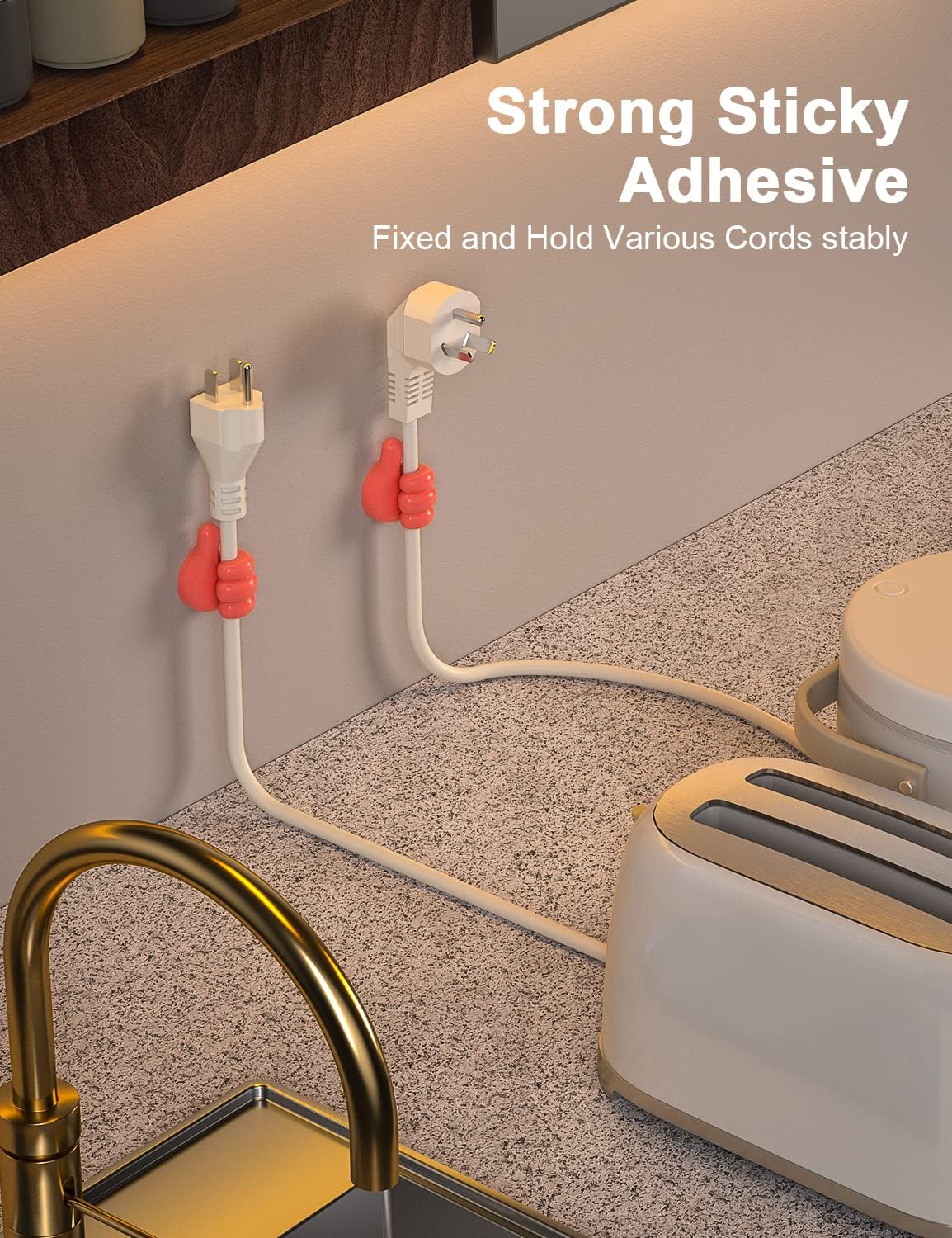 7Pcs Cable Clips, Fun Cord Holders, Silicone Thumb Wall Hooks, Cord Organizer for Desk Wall Car Nightstand, Cord Clips, Wire Holders, Phone USB Charger Cable Management, Key Hanger