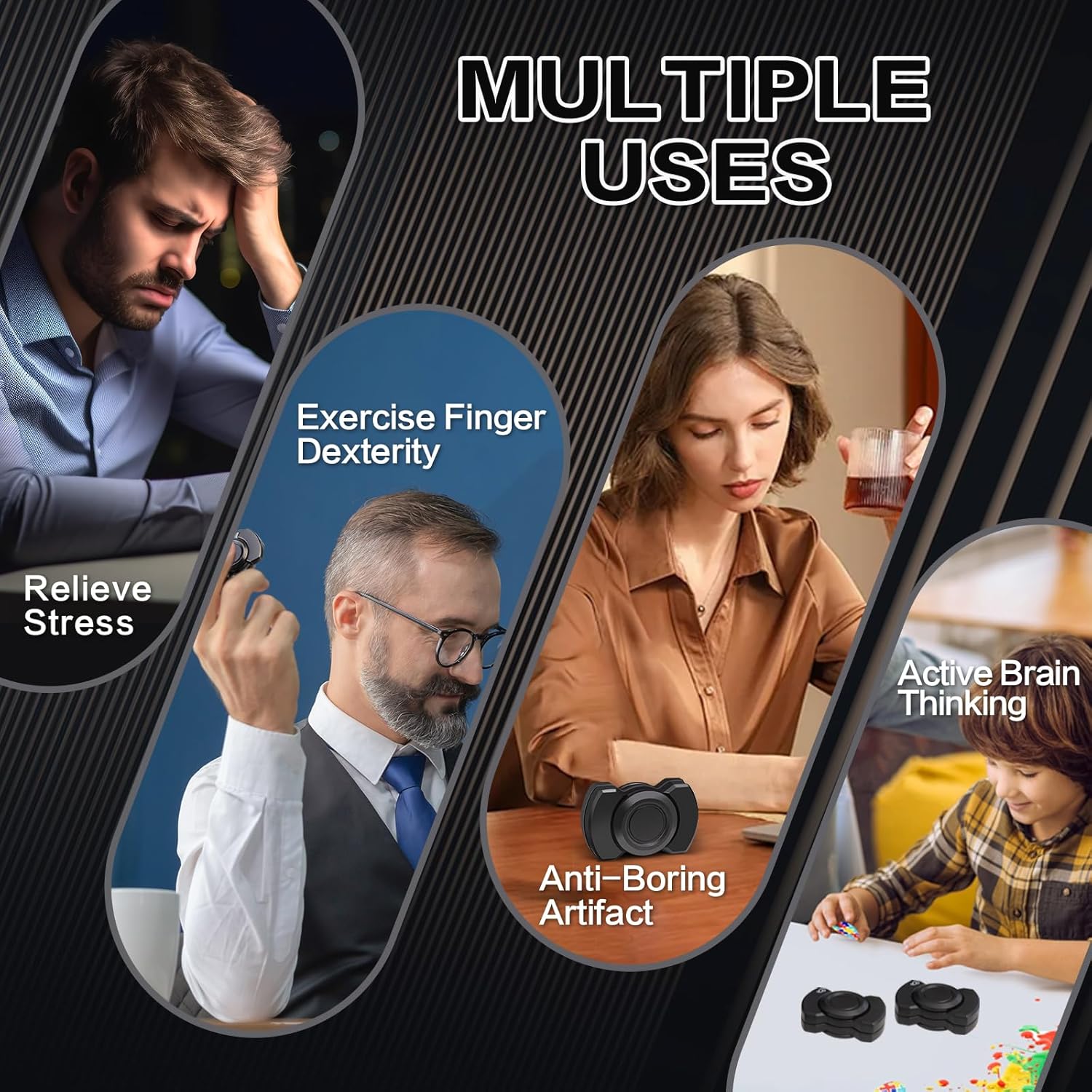 3-in-1 Fidget Toys Adults: Spinner, Slider & Clicker – Magnetic Stainless Steel Bearings for Super-Stable Rotation – Stress Relief, Enhanced Focus, and Habit Breaking, Christmas Party Favor Kid,Valentine's Day gift