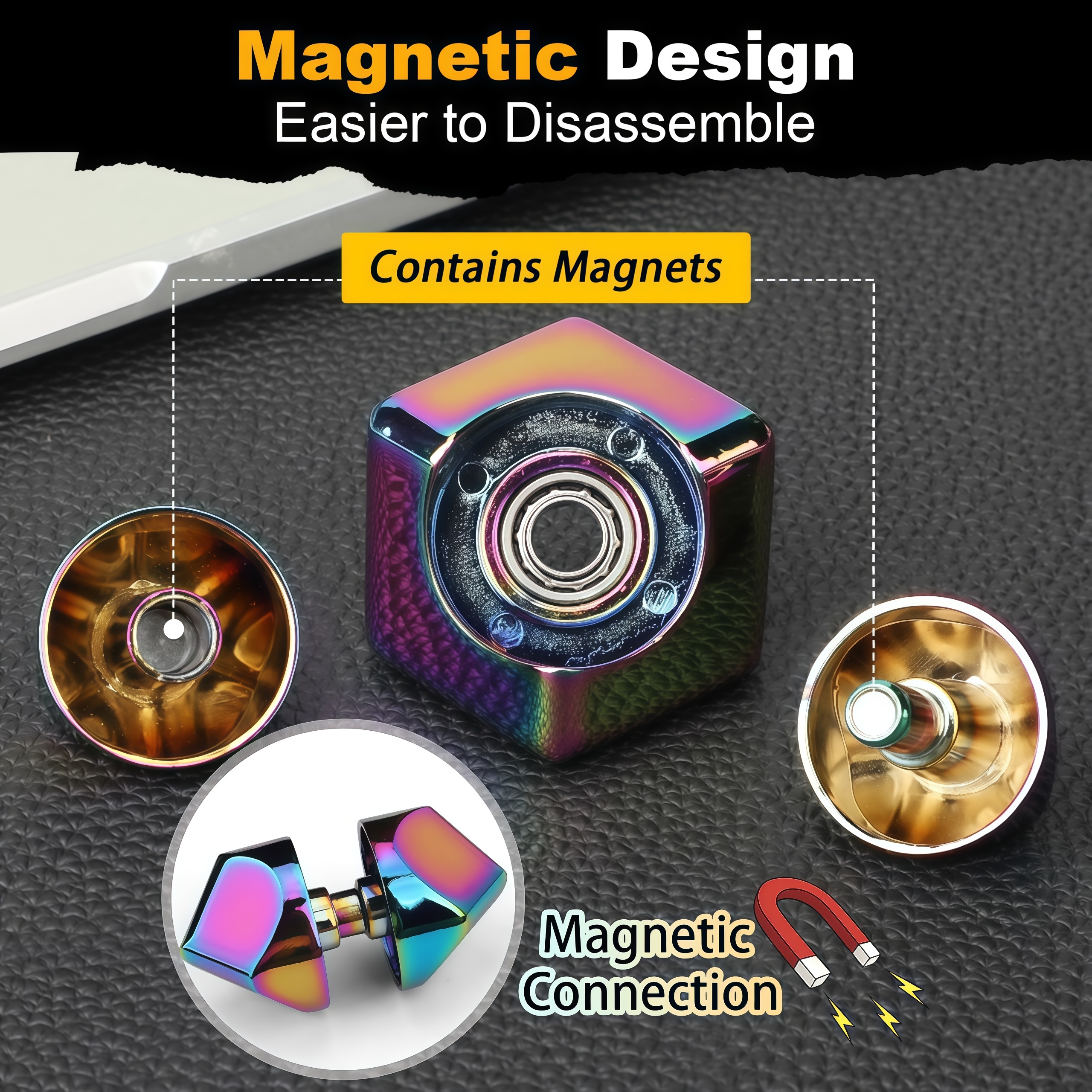 Infinity Cube Fidget Spinner Toy for Kid Adult, Anti-Anxiety Focusing Fidget Toys,Metal EDC Fidget Block Figner Spinner 4 in 1 Focus Spinning Toy, Cool Sensory Desk Gadget Stress Relief Gift for Boy Girl Teen Men,Valentine's Day gift