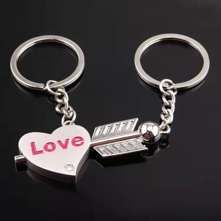 Letter Necklace 2 Piece Set I Love You Arrow Through Heart Key Lock Keychain LOVE (keychain),Valentine's Day gift