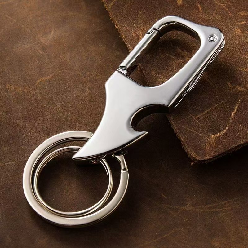 Shark Shaped Bottle Opener Keychain - Stainless Steel Drink Lid Remover Keyring Bar Tool - For Home Restaurant Party Outdoor Gathering