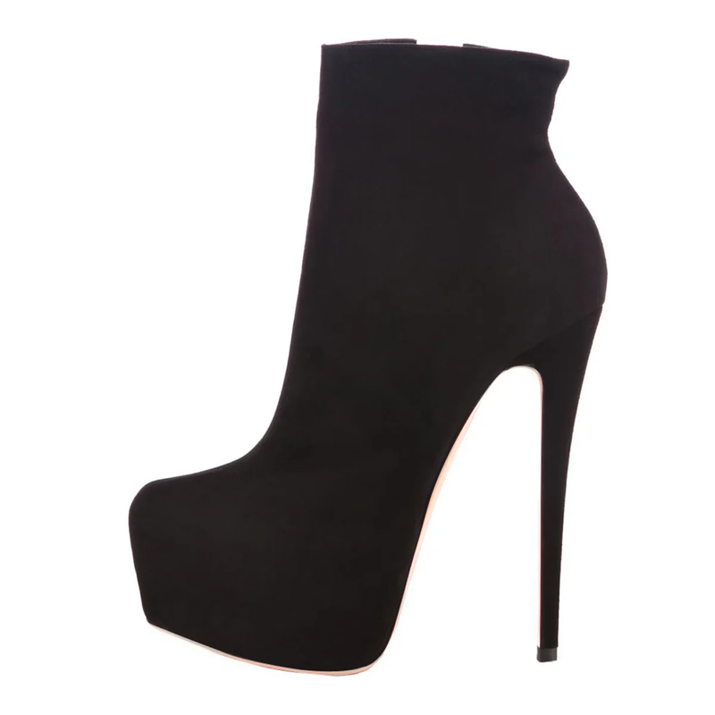 Round Toe Side Zipper Ankle Boots