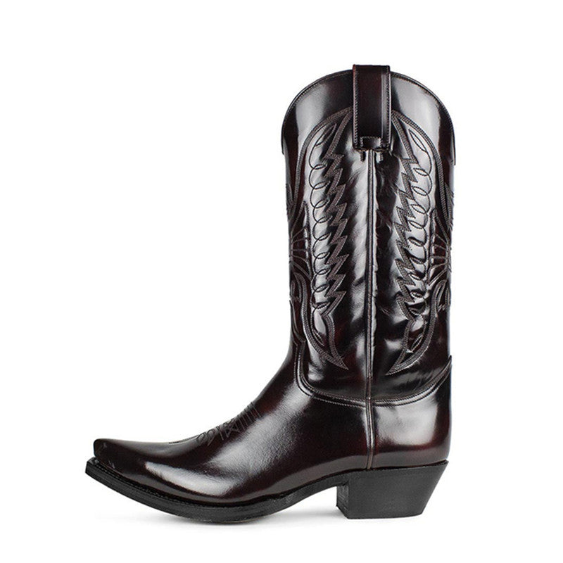 Pointed Toe Low Heel Western Men Boots