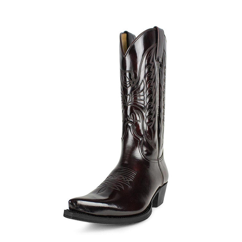 Pointed Toe Low Heel Western Men Boots