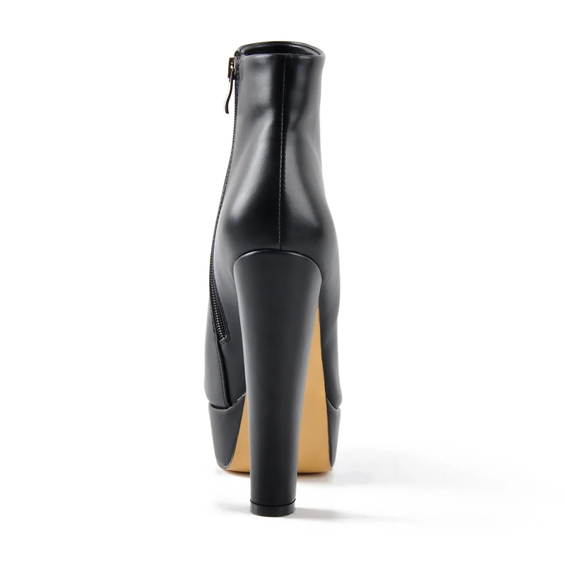 Platform Round Toe Chunky Heel Ankle Boots