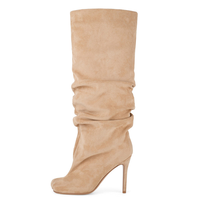 Suede Stiletto Heel Loose Fitting Women Boots