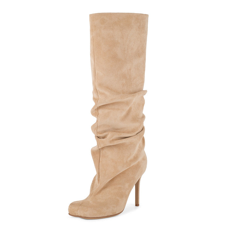 Suede Stiletto Heel Loose Fitting Women Boots