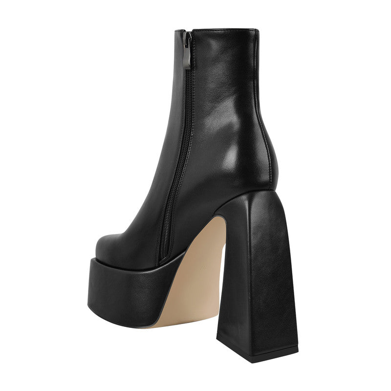 Platform Square Toe Chunky Heel Ankle Boots