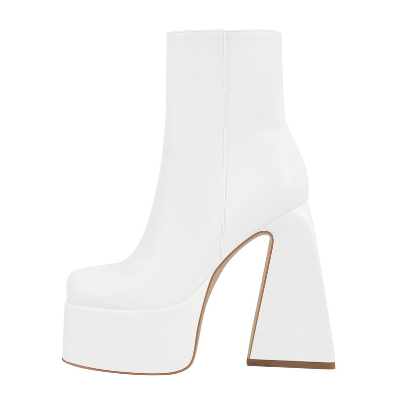Platform Square Toe Chunky Heel Ankle Boots
