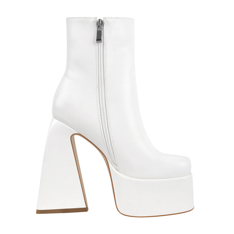Platform Square Toe Chunky Heel Ankle Boots